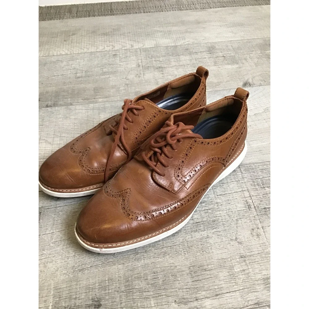 Cole‎ Haan Men's Chestnut Leather Grand Evolution Wingtip Oxford Shoes Size 10 M